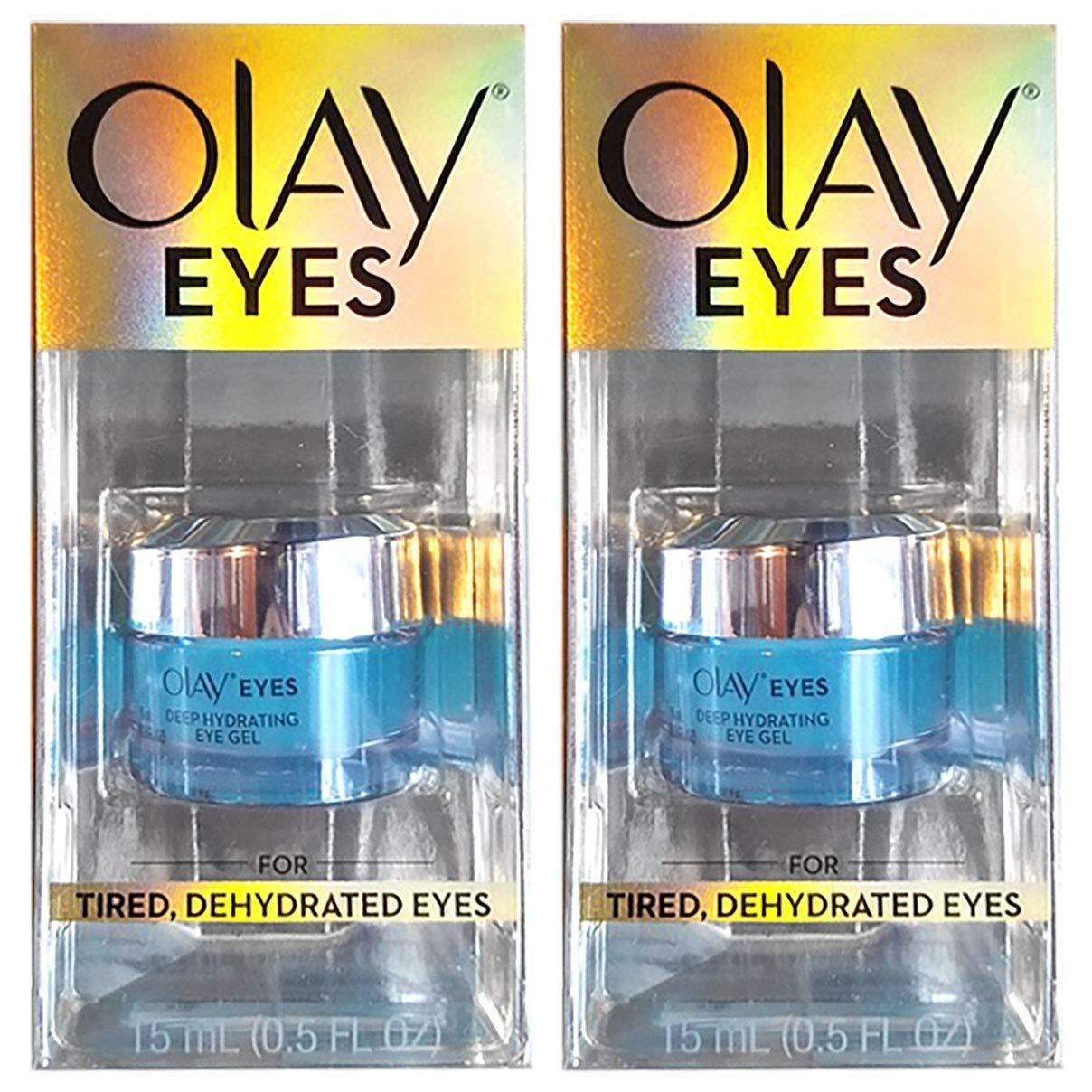 (PACK of 2) Olay Eyes, Deep Hydrating Eye Gel Hyaluronic Acid, 0.5 fl oz - Tired, Dehydrated Eyes - SEALED