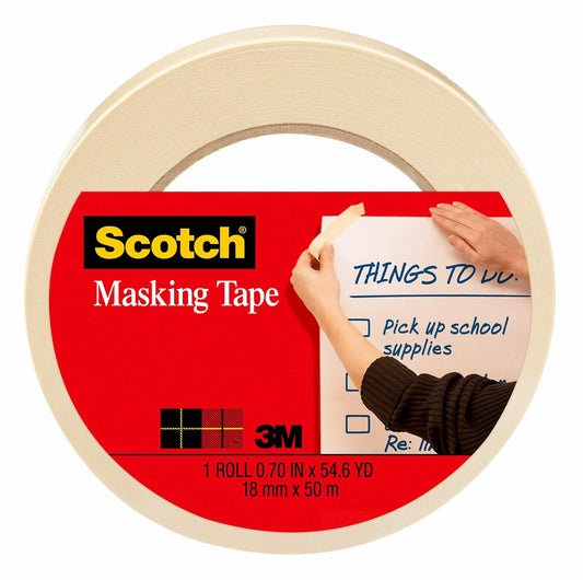 Scotch Tan Home and Office Masking Tape, 3/4-inch by 60 yards, 3436 (Pack of 5)