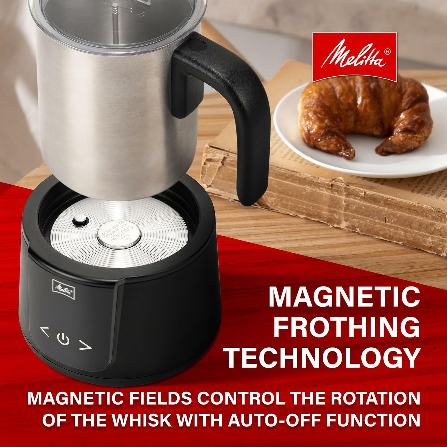 Melitta Montalatte Milk Frother Coffee and Hot Chocolate Stainless Steel Electric Milk Frother