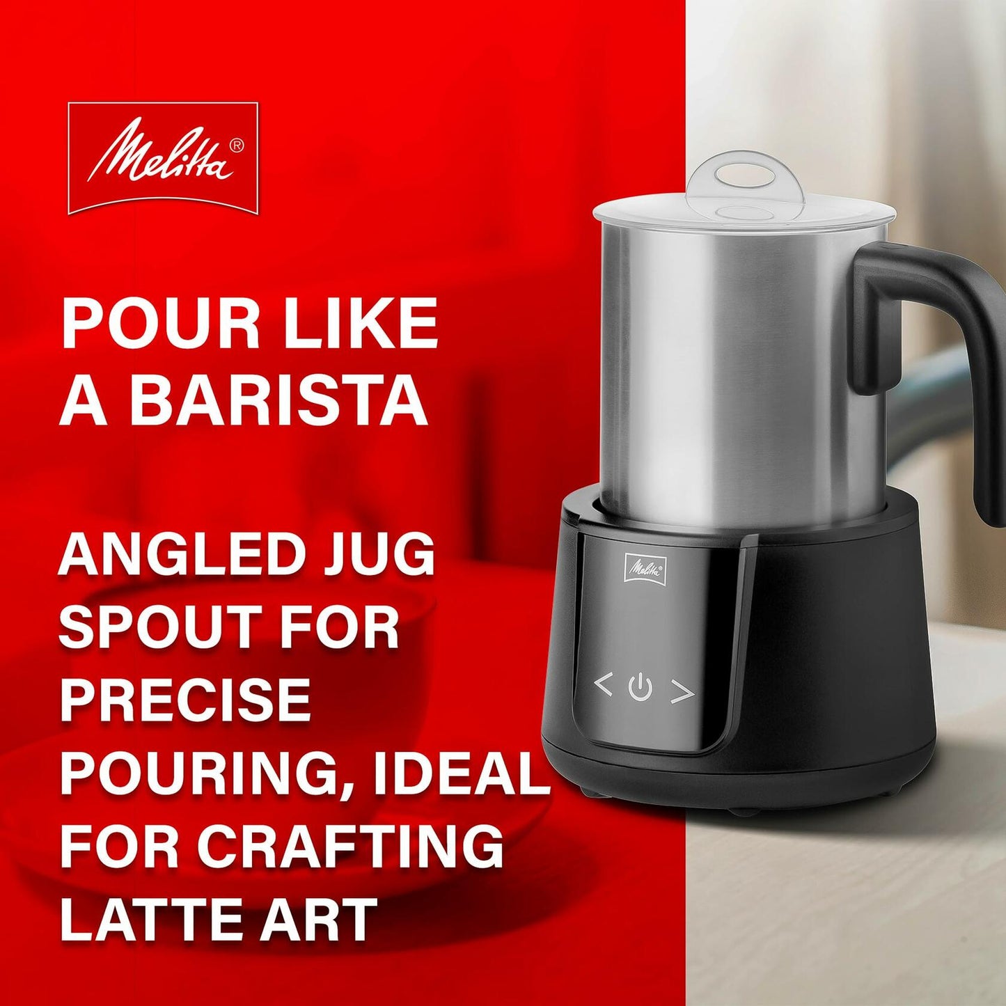 Melitta Montalatte Milk Frother Coffee and Hot Chocolate Stainless Steel Electric Milk Frother