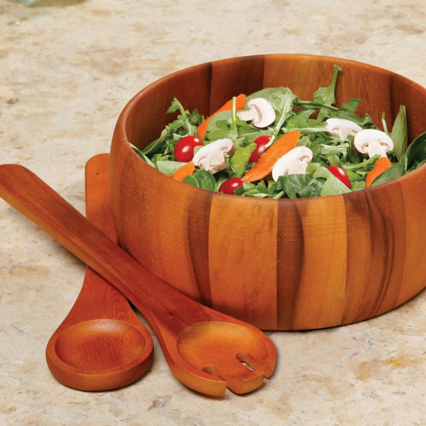 Gibson Home Laroda Acacia Wood Salad Bowl Set