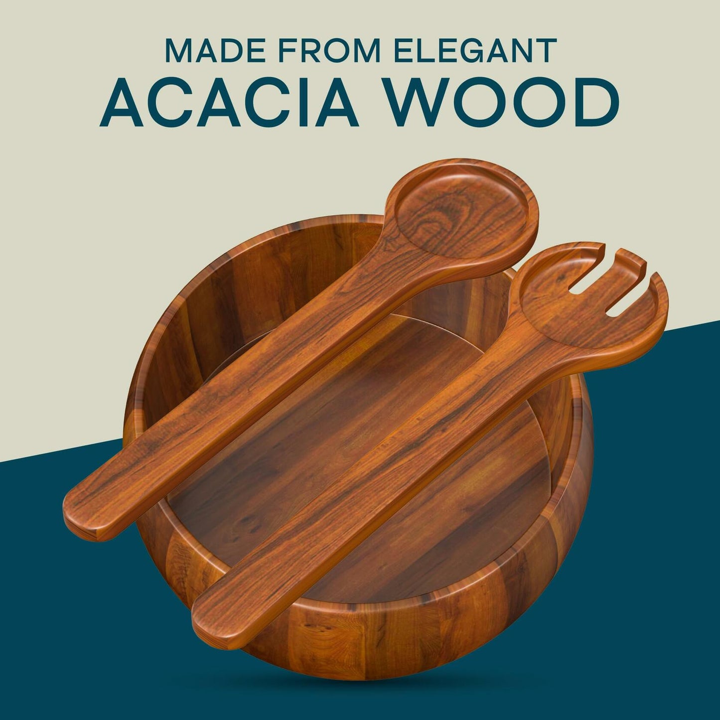Gibson Home Laroda Acacia Wood Salad Bowl Set