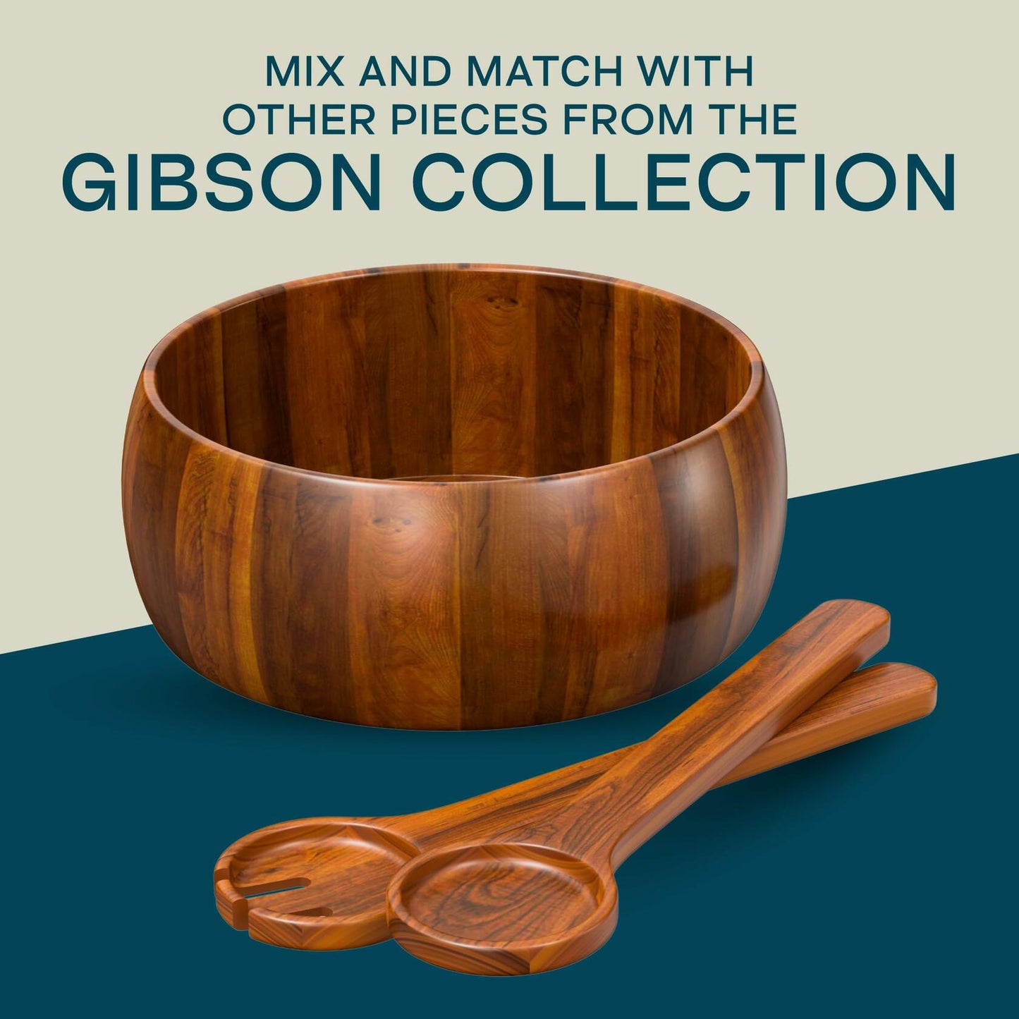 Gibson Home Laroda Acacia Wood Salad Bowl Set