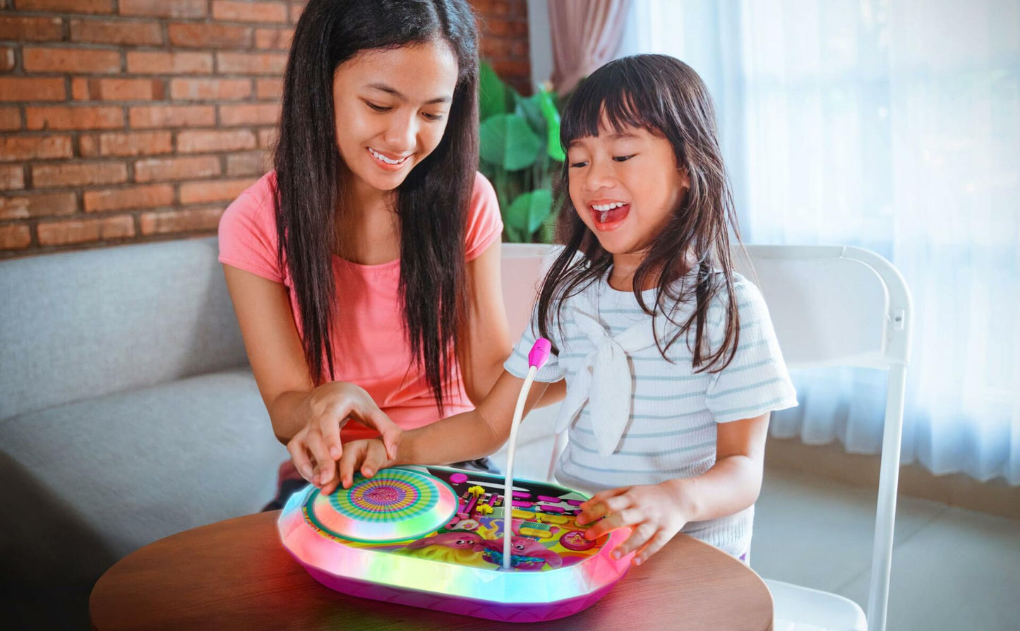 eKids Trolls Band Together DJ Party Mixer Turntable Toy with Built in Microphone for Kids, for Fans of Trolls Toys for Girls