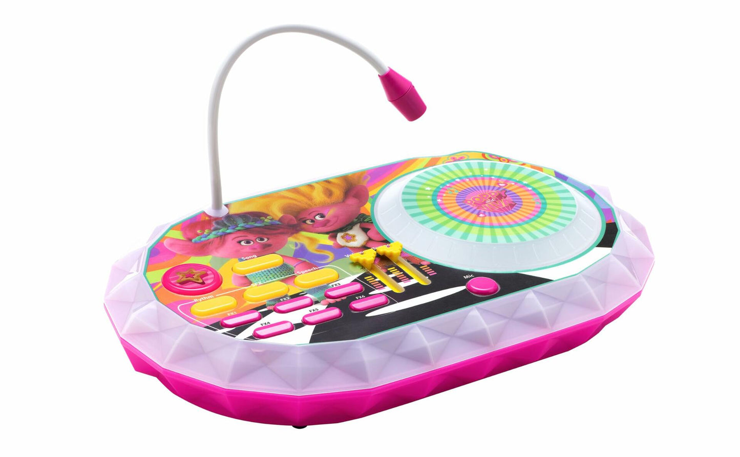 eKids Trolls Band Together DJ Party Mixer Turntable Toy with Built in Microphone for Kids, for Fans of Trolls Toys for Girls