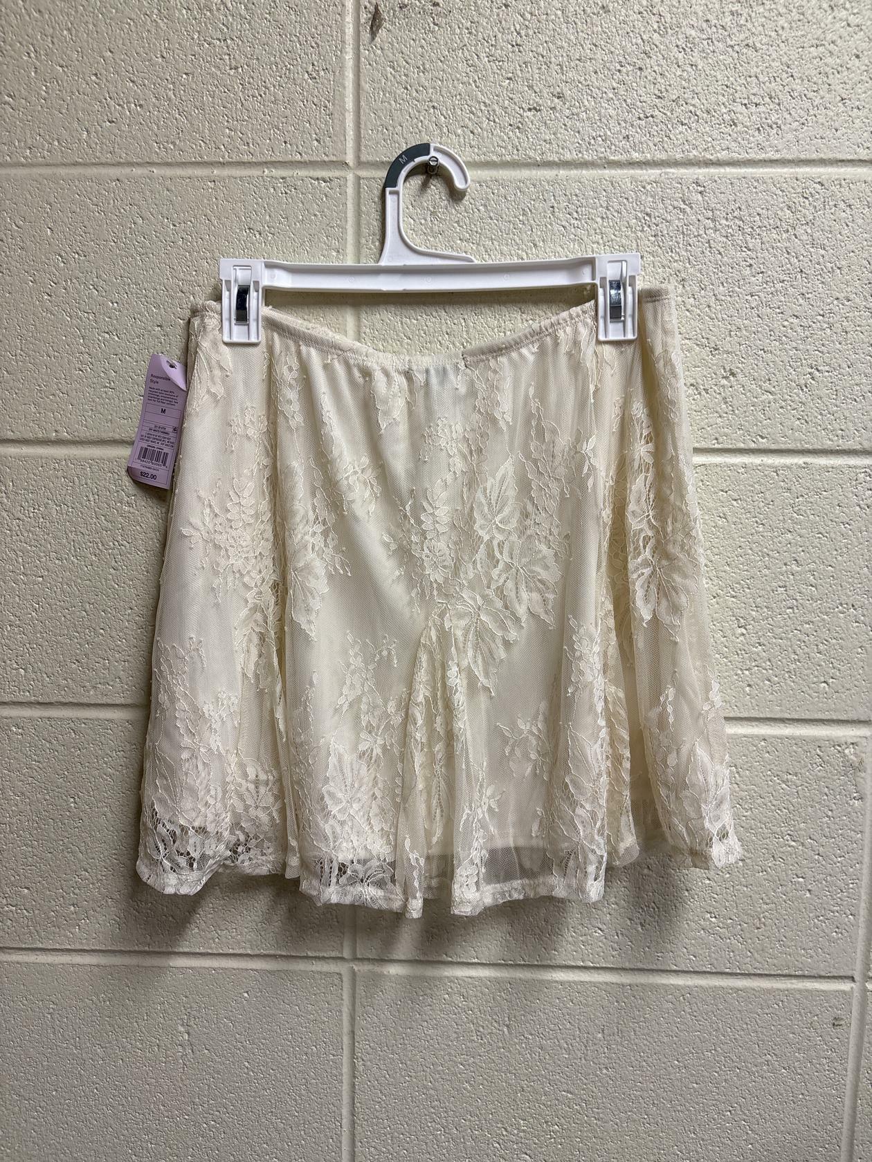 Women's Lace Godet Mini Skirt - Wild Fable™ Off-White M: High Rise, Elastic Waist, Recycled Nylon