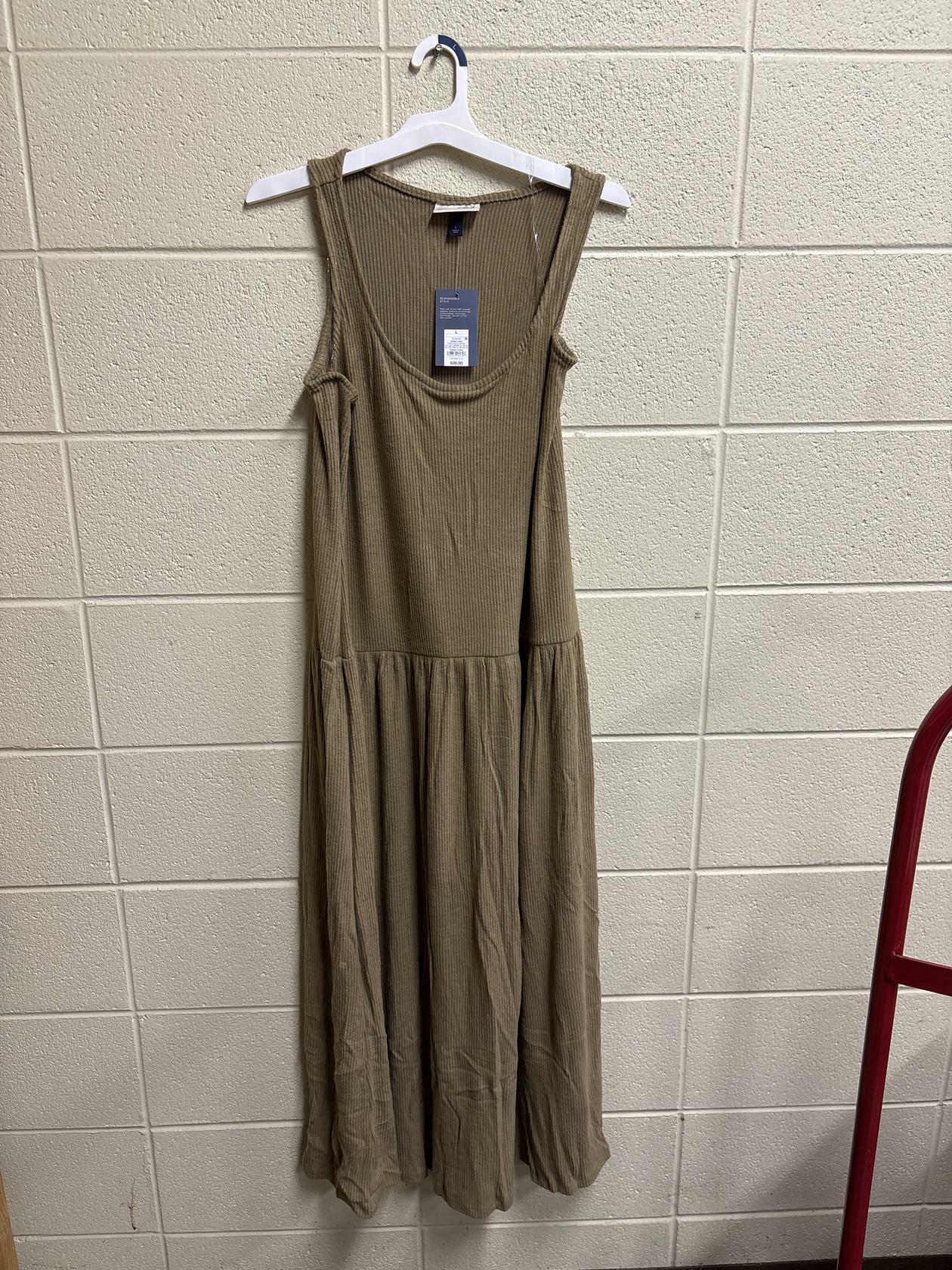 Women's Drop Waist Knit Midi Slip Dress - Universal Thread™ Brown L: Rayon, Recycled Polyester, Spandex