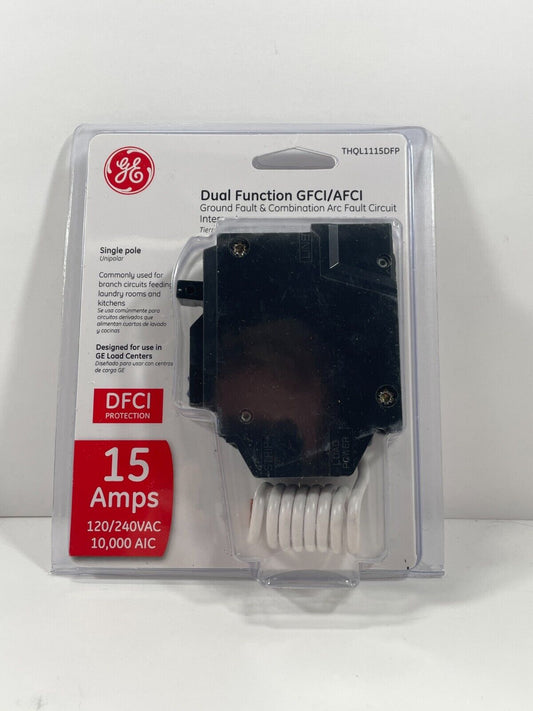 GE Q-Line 15 Amp Single-Pole Dual Function Arc Fault GFCI Breaker THQL1115DFP